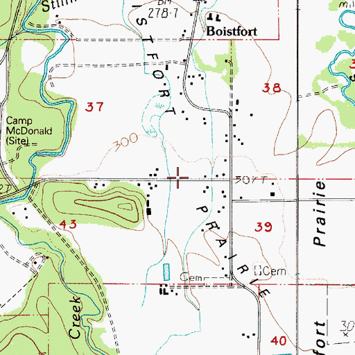 Topographic Map of Boistfort Prairie, WA