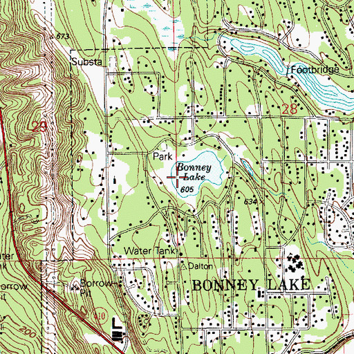 Topographic Map of Bonney Lake, WA