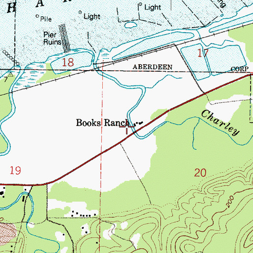 Topographic Map of Books Ranch, WA