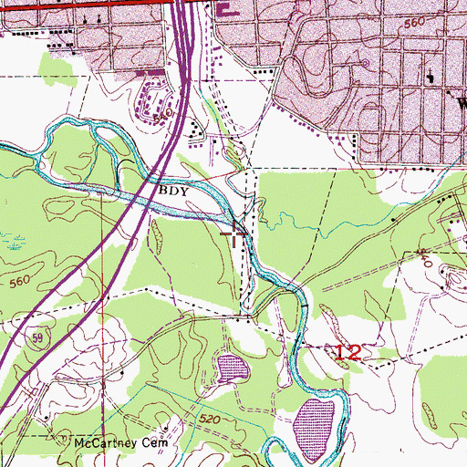 Topographic Map of Little Wills Creek, AL