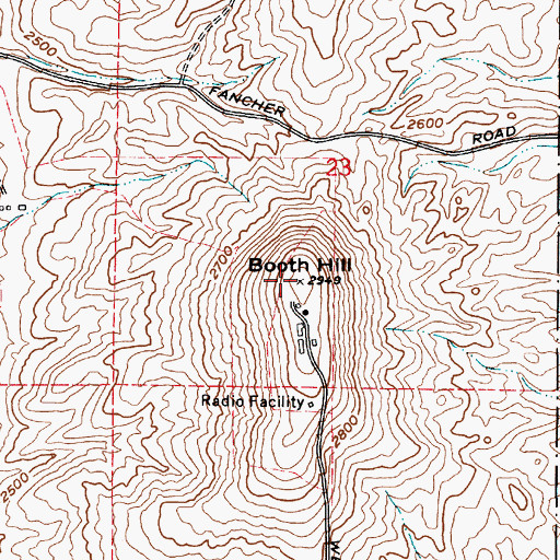 Topographic Map of Booth Hill, WA