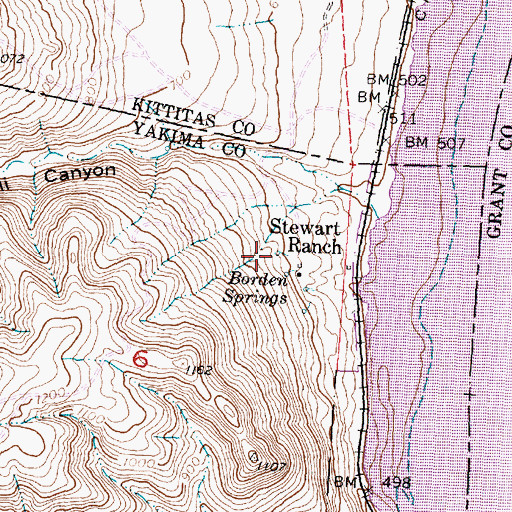 Topographic Map of Borden Springs, WA