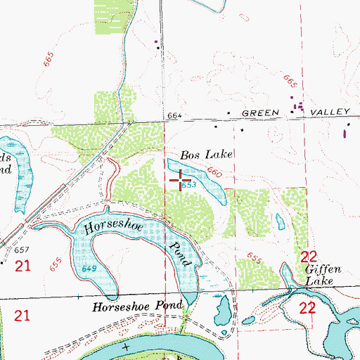 Topographic Map of Bos Lake, WA