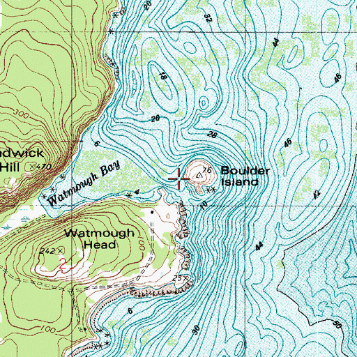 Topographic Map of Boulder Island, WA