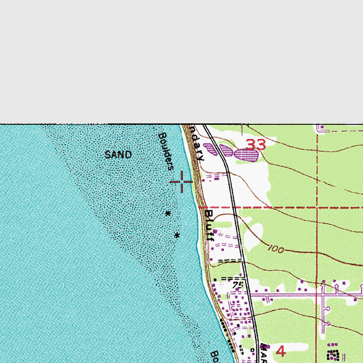 Topographic Map of Boundary Bluff, WA