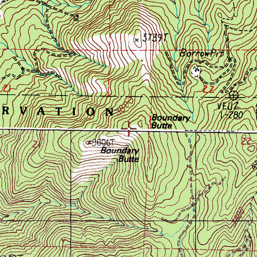 Topographic Map of Boundary Butte, WA