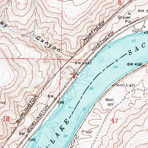 Topographic Map of Bouvey Canyon, WA