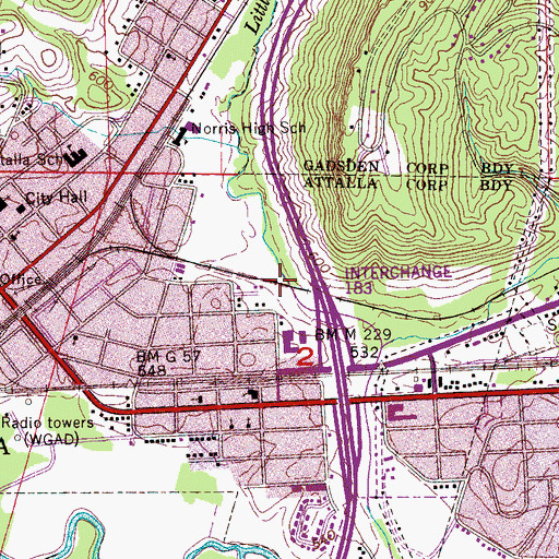 Topographic Map of Little Wills Valley, AL