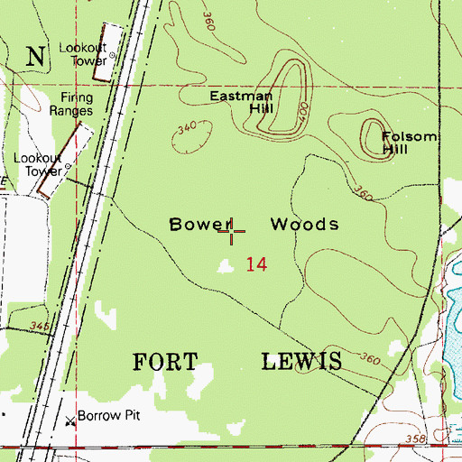 Topographic Map of Bower Woods, WA