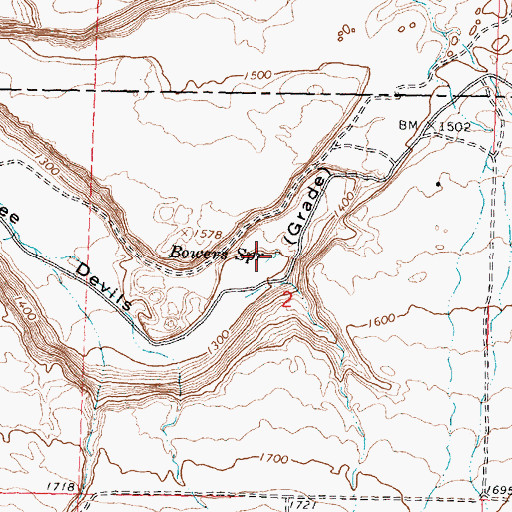 Topographic Map of Bowers Spring, WA