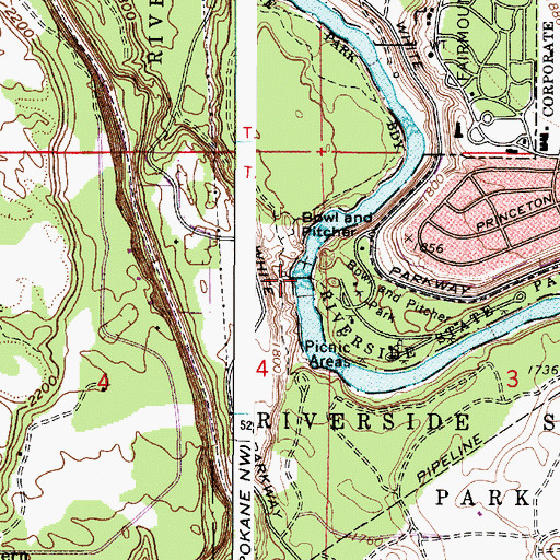 Topographic Map of Bowl and Pitcher, WA