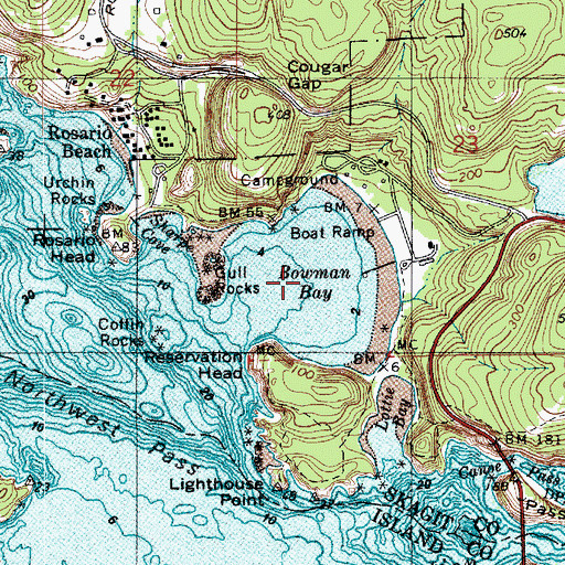 Topographic Map of Bowman Bay, WA
