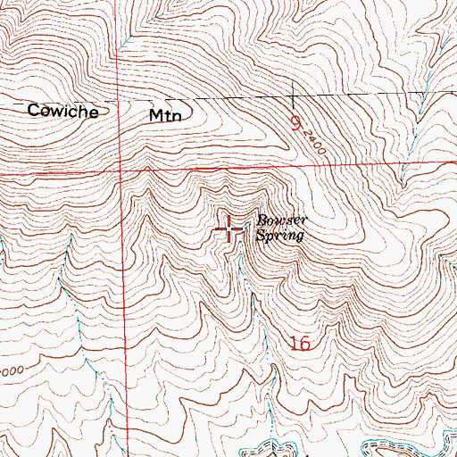 Topographic Map of Bowser Spring, WA