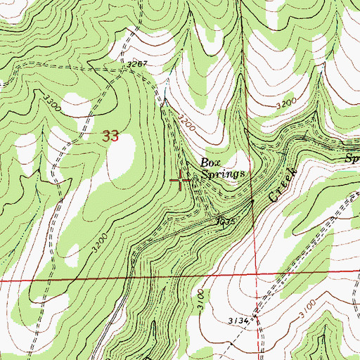 Topographic Map of Box Springs, WA