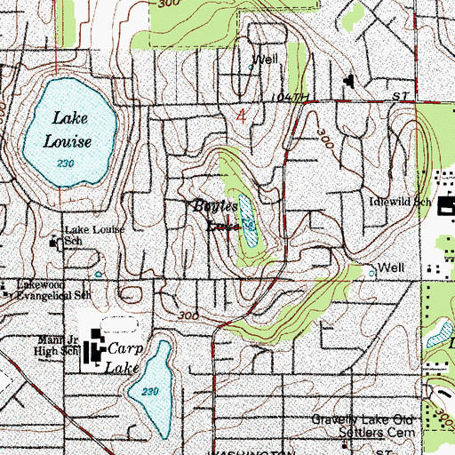 Topographic Map of Boyles Lake, WA