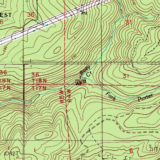 Topographic Map of Bozy Creek, WA
