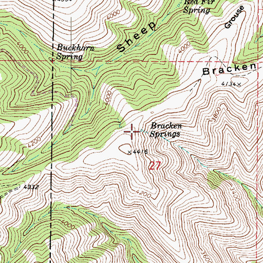 Topographic Map of Bracken Springs, WA