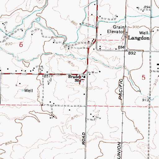Topographic Map of Braden School, WA