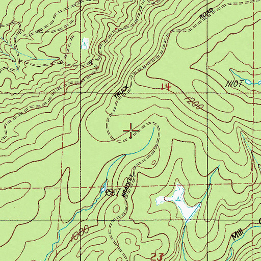 Topographic Map of Bradley Truck Trail, WA