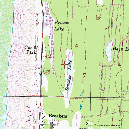 Topographic Map of Breaker Lake, WA