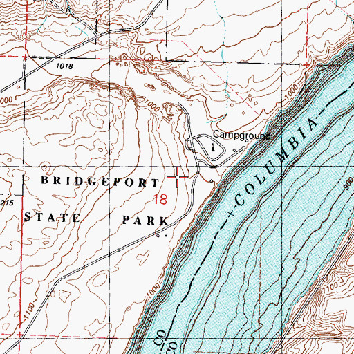Topographic Map of Bridgeport State Park, WA