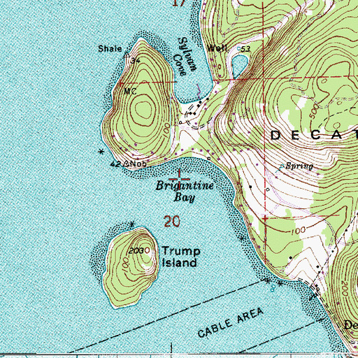 Topographic Map of Brigantine Bay, WA