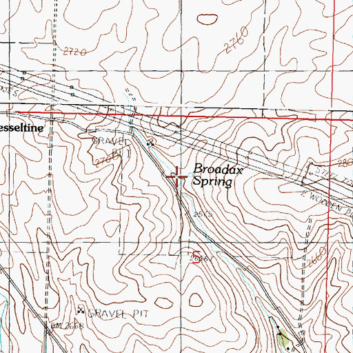 Topographic Map of Broadax Spring, WA