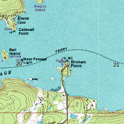 Topographic Map of Broken Point, WA