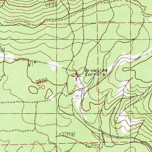 Topographic Map of Brownlee Corrals, WA