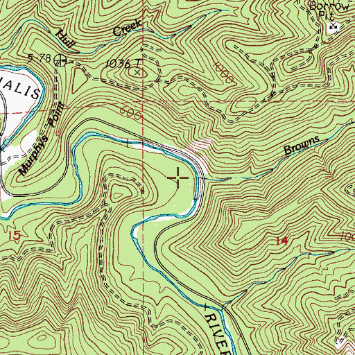 Topographic Map of Browns Creek, WA
