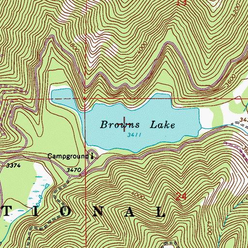 Topographic Map of Browns Lake, WA
