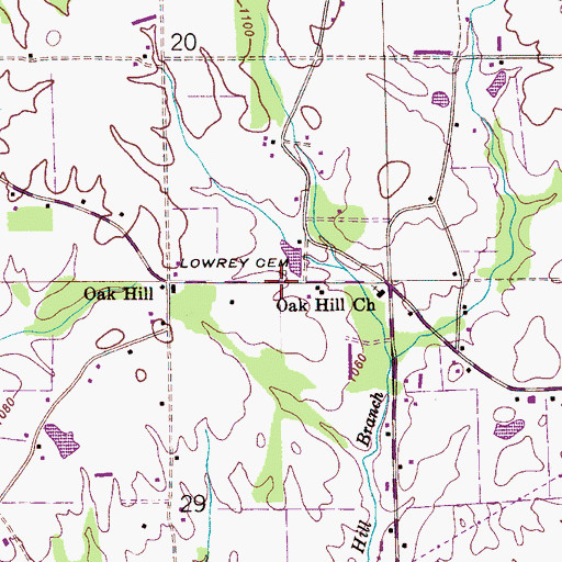 Topographic Map of Lowrey Cemetery, AL