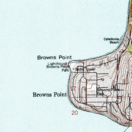 Topographic Map of Browns Point, WA