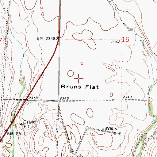 Topographic Map of Bruns Flat, WA