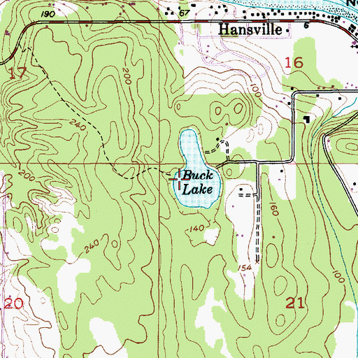 Topographic Map of Buck Lake, WA