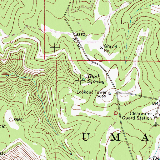Topographic Map of Buck Spring, WA