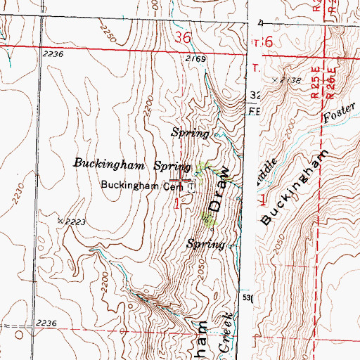 Topographic Map of Buckingham Cemetery, WA
