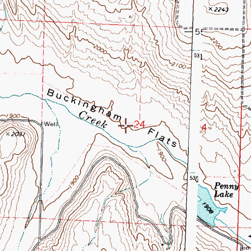 Topographic Map of Buckingham Flats, WA