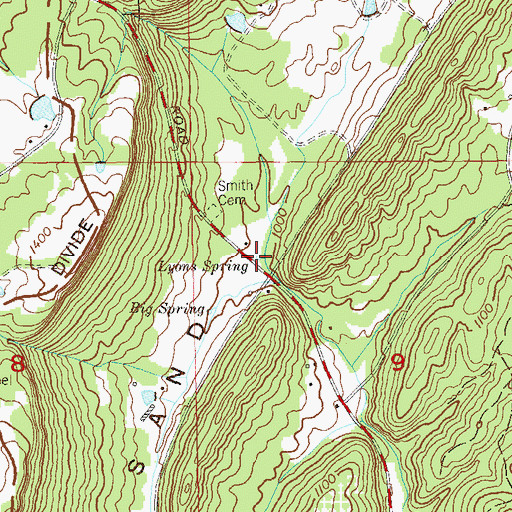 Topographic Map of Lyons Spring, AL