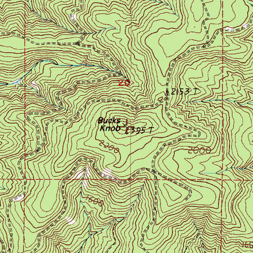 Topographic Map of Bucks Knob, WA