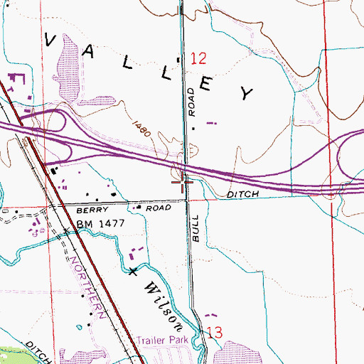 Topographic Map of Bull Ditch, WA