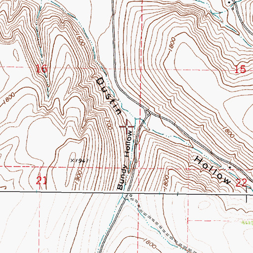 Topographic Map of Bundy Hollow, WA