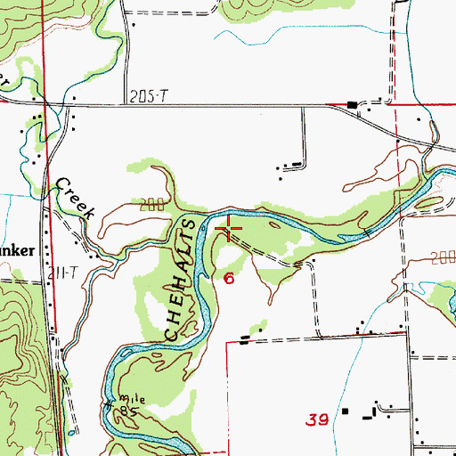 Topographic Map of Bunker Creek, WA