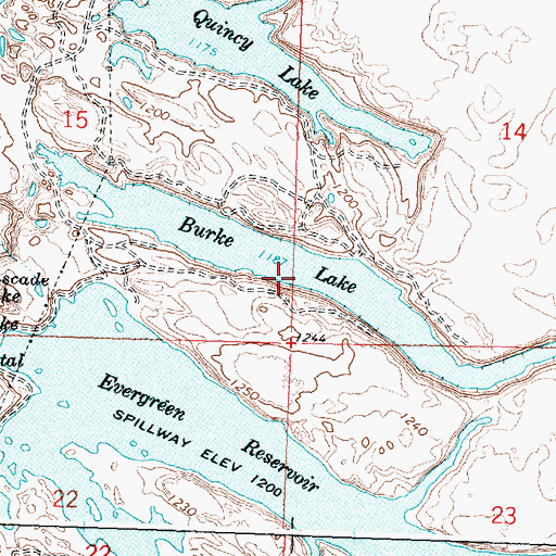Topographic Map of Burke Lake, WA