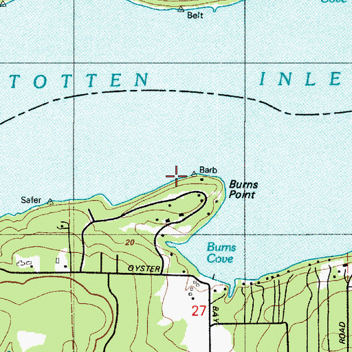 Topographic Map of Burns Point, WA