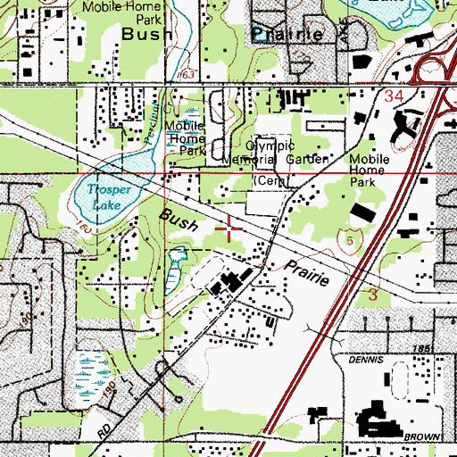 Topographic Map of Bush Prairie, WA