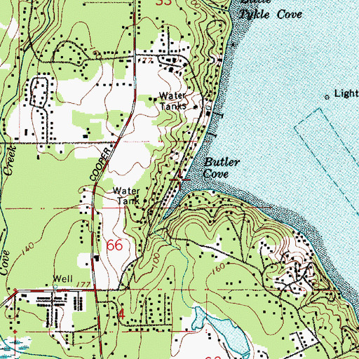 Topographic Map of Butler Cove, WA