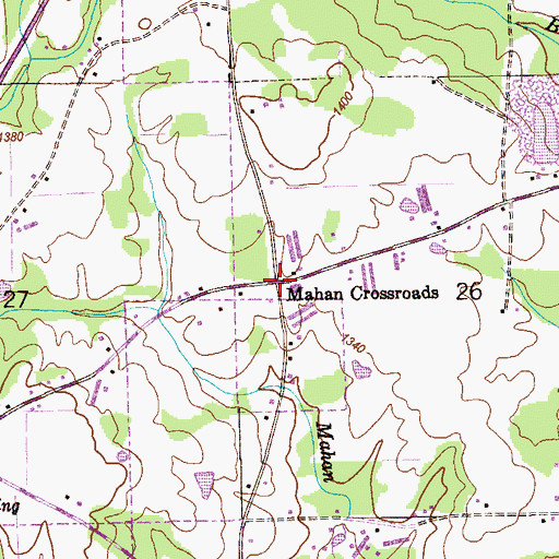 Topographic Map of Mahan Crossroads, AL