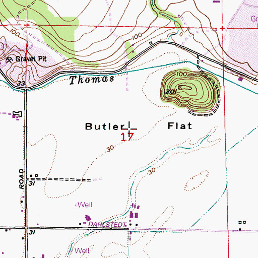Topographic Map of Butler Flat, WA
