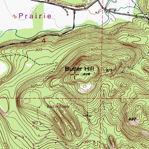 Topographic Map of Butler Hill, WA
